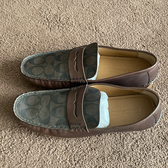 Coach Men's Brown and Green Loafers - Picture 2 of 13